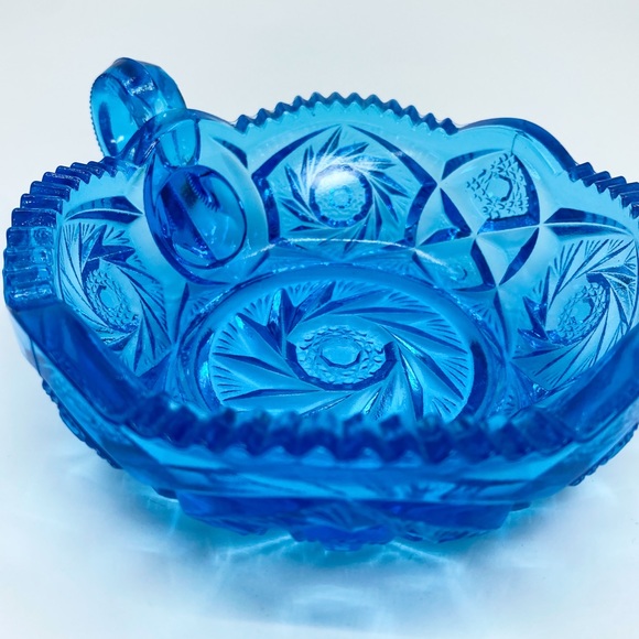 Vintage 1950s Kemple McKee Aztec Blue Nappy Dish Pattern 96 Handled Bowl - Picture 12 of 12